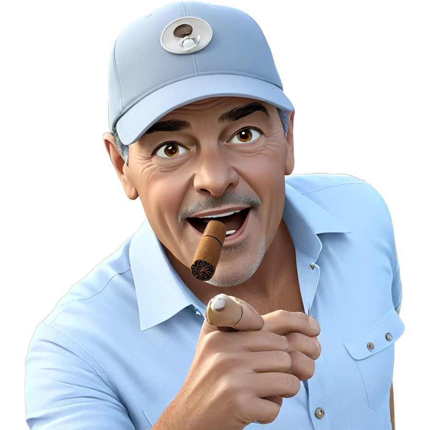 boy pointing outdoors with cigar emoji