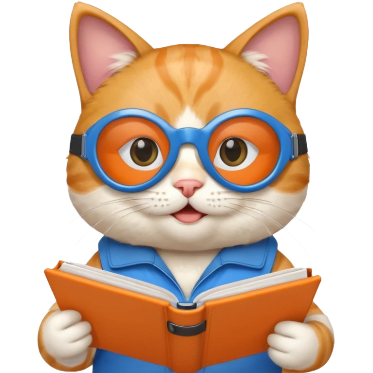funny cat with planner with blue goggles emoji