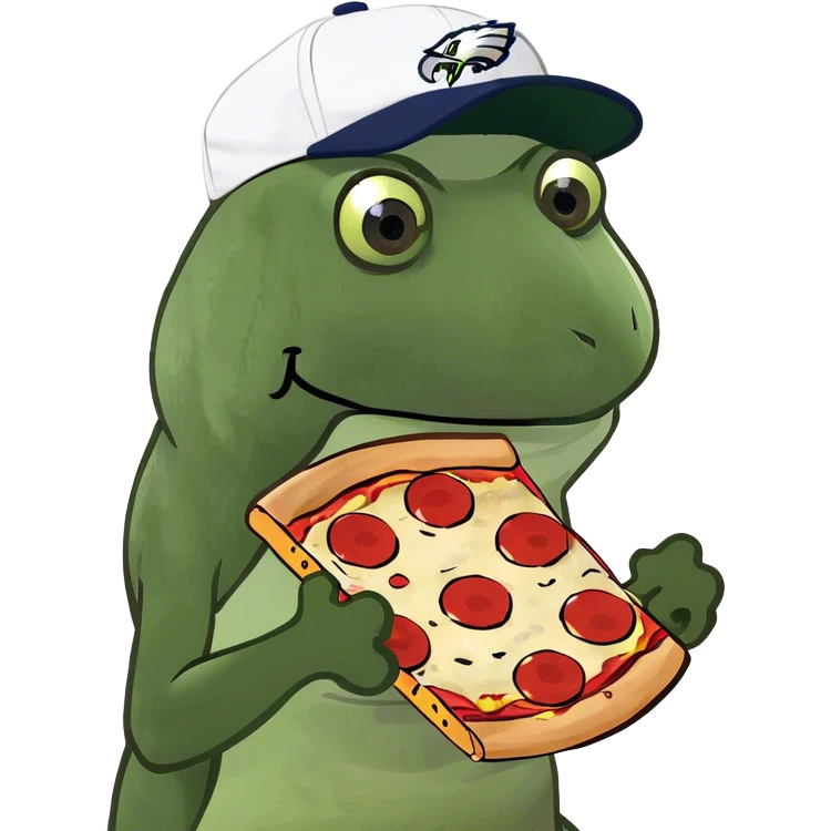 Eagles football fan holding a slice of pizza emoji