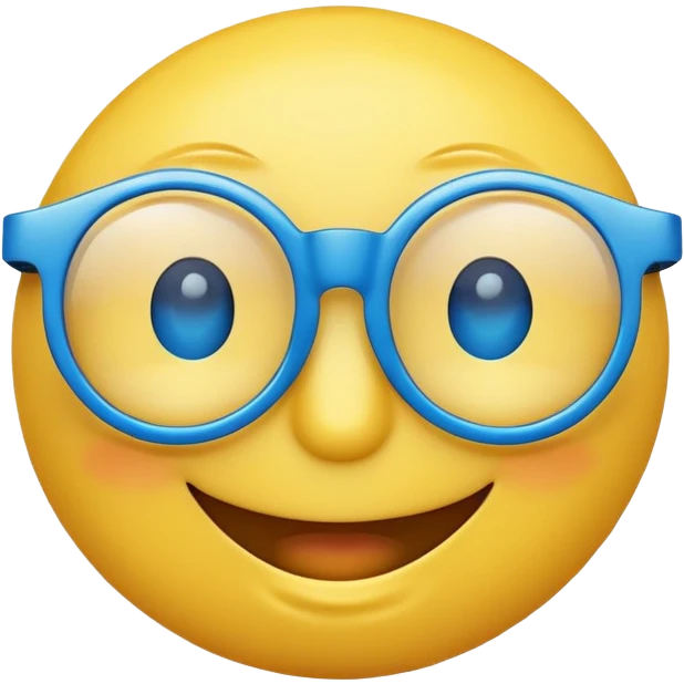 emoji of a round yellow smiley face with blue glasses on its eyes emoji