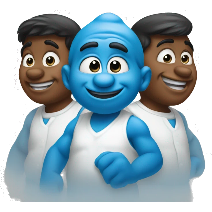 three small blue smurfs  emoji