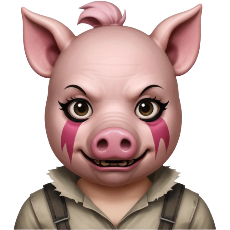 Amanda Young as the Pig from Dead by Daylight, wearing the pig mask, menacing pose, horror game vibe emoji