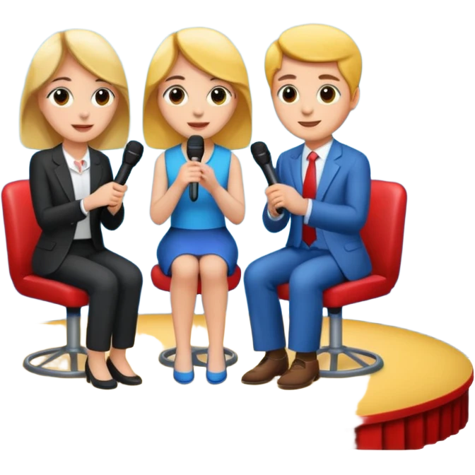 interview, three people, on stage emoji