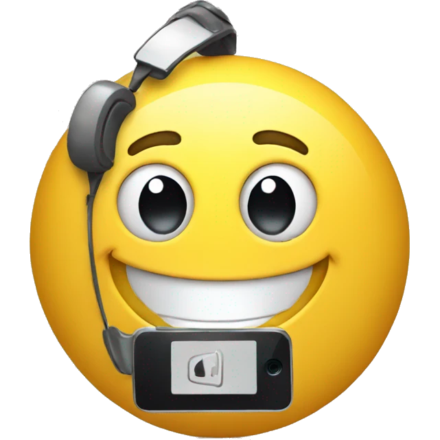 Smiley holding phone emoji