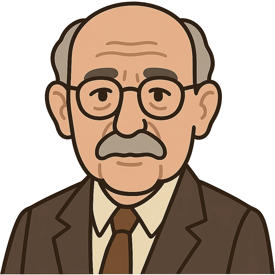 flat toon style portrait of Hans Jonas, German philosopher, neutral background emoji