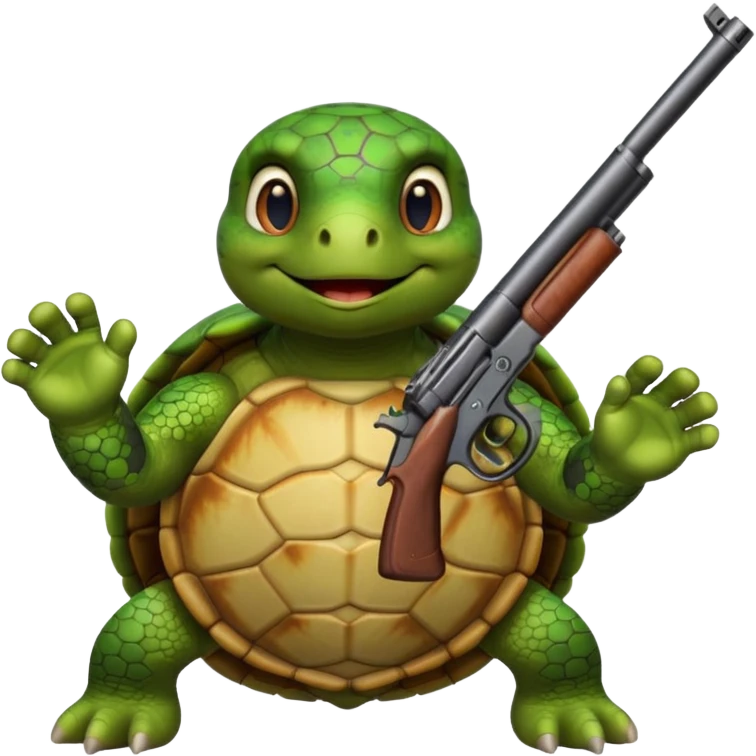turtle smirking holding a gun to its head emoji