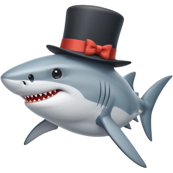 Shark with a top hat emoji