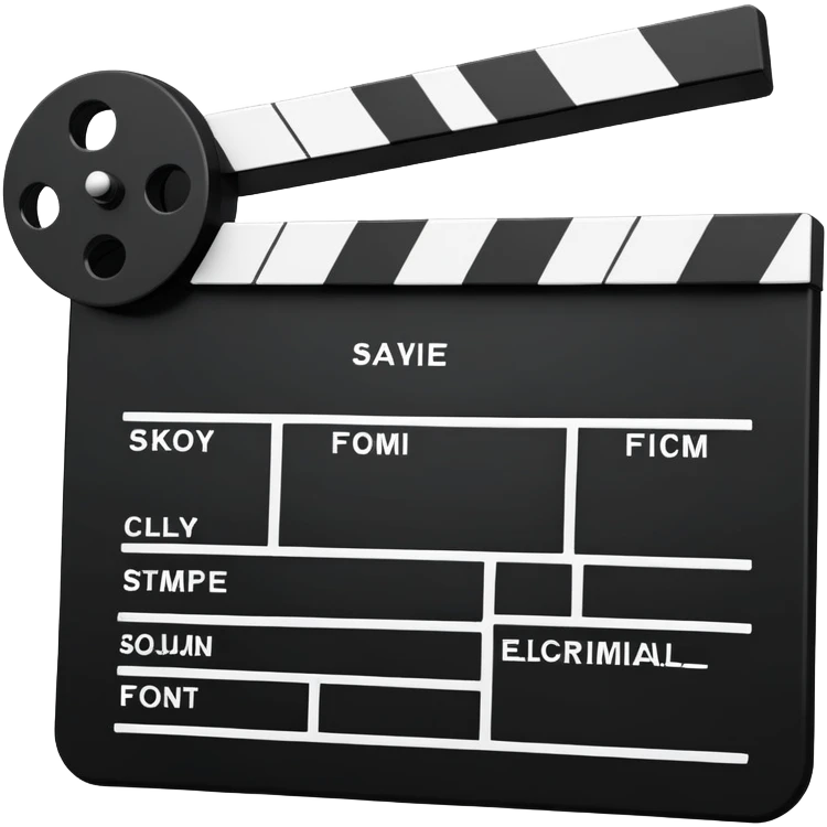 simplified film clapperboard, basic geometric shapes only, essential features emoji