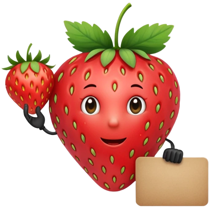 A strawberry holding a large blank sign emoji