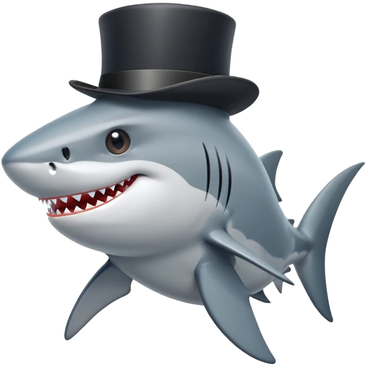 Shark with a top hat emoji