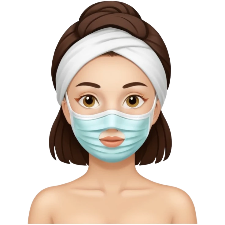 Lady with face mask spa beauty full face relaxing emoji