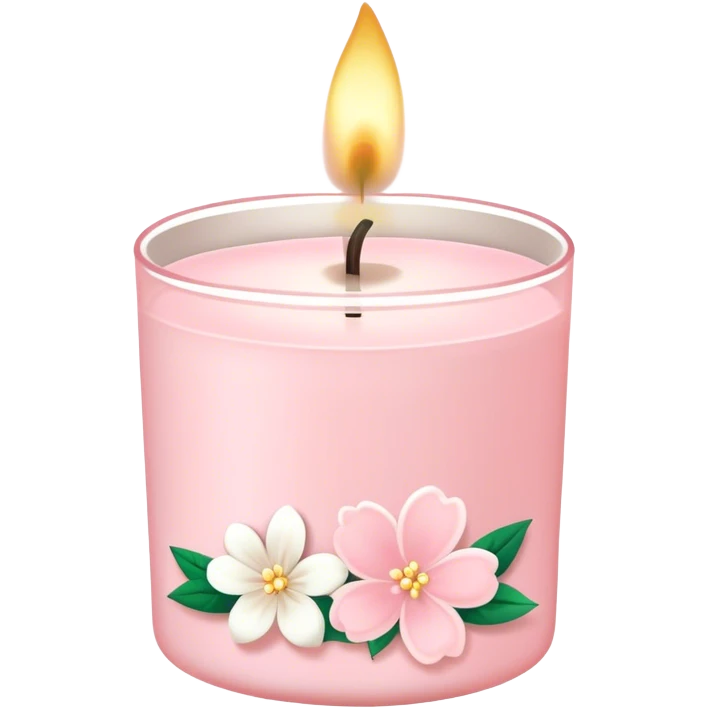 Light pink bath and body works white floral line art candle emoji