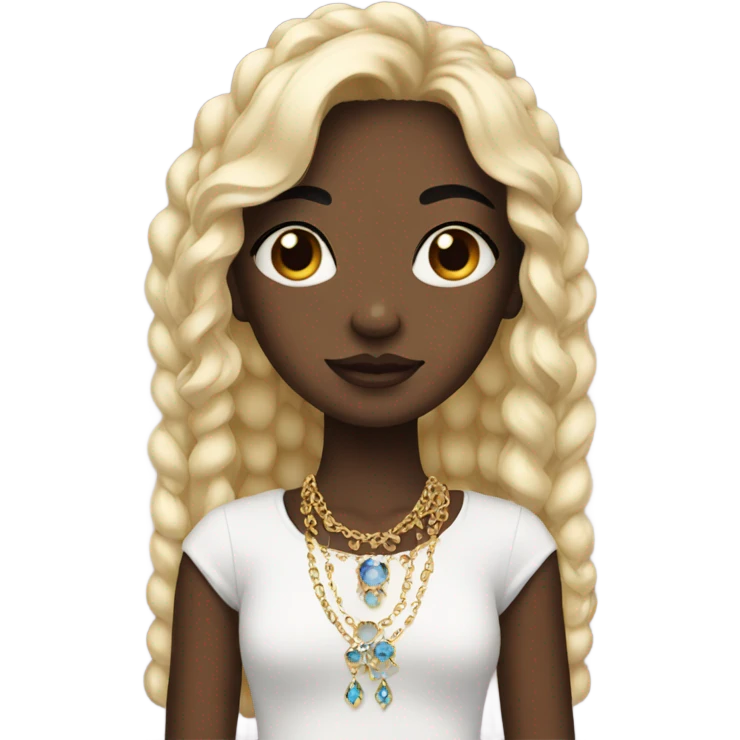 girl with jewelry and black eyes emoji
