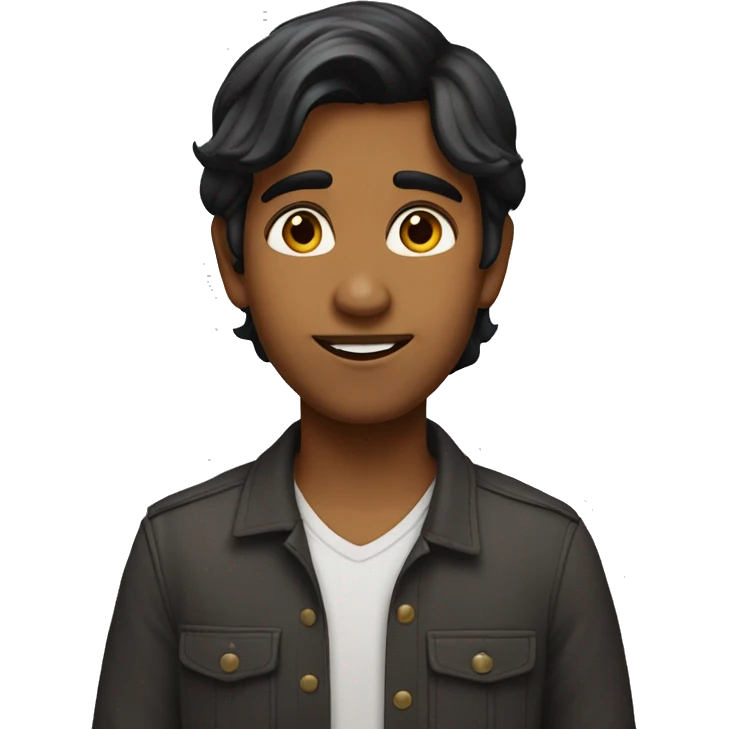 emoji of indian boy fair looking medim length hair emoji