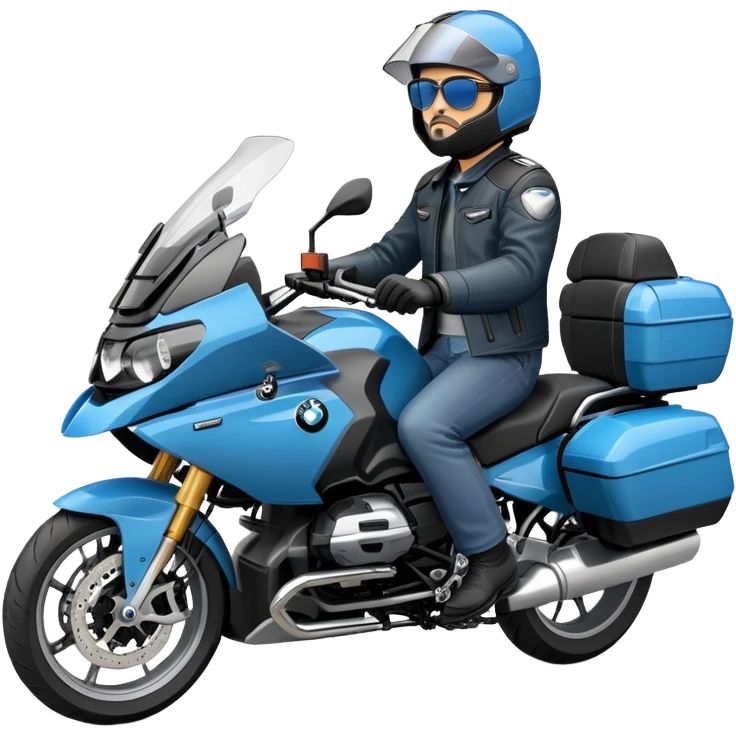 blue BMW RT1200 touring motorcycle with rider emoji