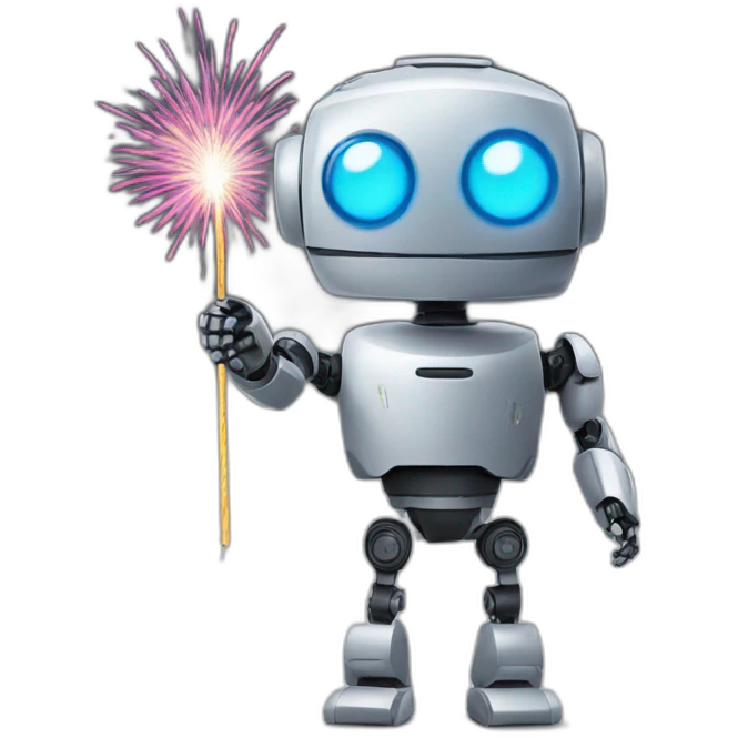 robot holding fireworks stick emoji