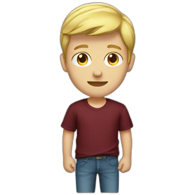 blond teenage boy with maroon shirt emoji