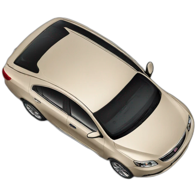 Car Geely CK beige color view from the side dioganally on the hood emoji
