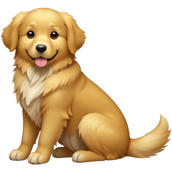 cinematic-[golden retreiver]-realistic-full-body-sitting-emoji,-tail-resting-loosely-beside-its-paws,-head-tilted-dramatically,-scruffy-[golden]-fur,-simplified-yet-realistic-focused-features,-highly-detailed,-glowing-with-an-almost-sarcastic-glow emoji