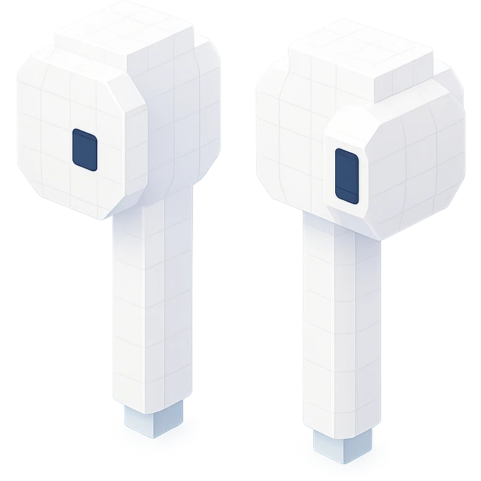 white EarPods headphones with a matte finish, with a subtle glow effect emoji