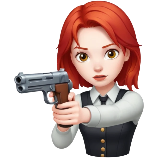 A gun pointed to a girl with red hair emoji