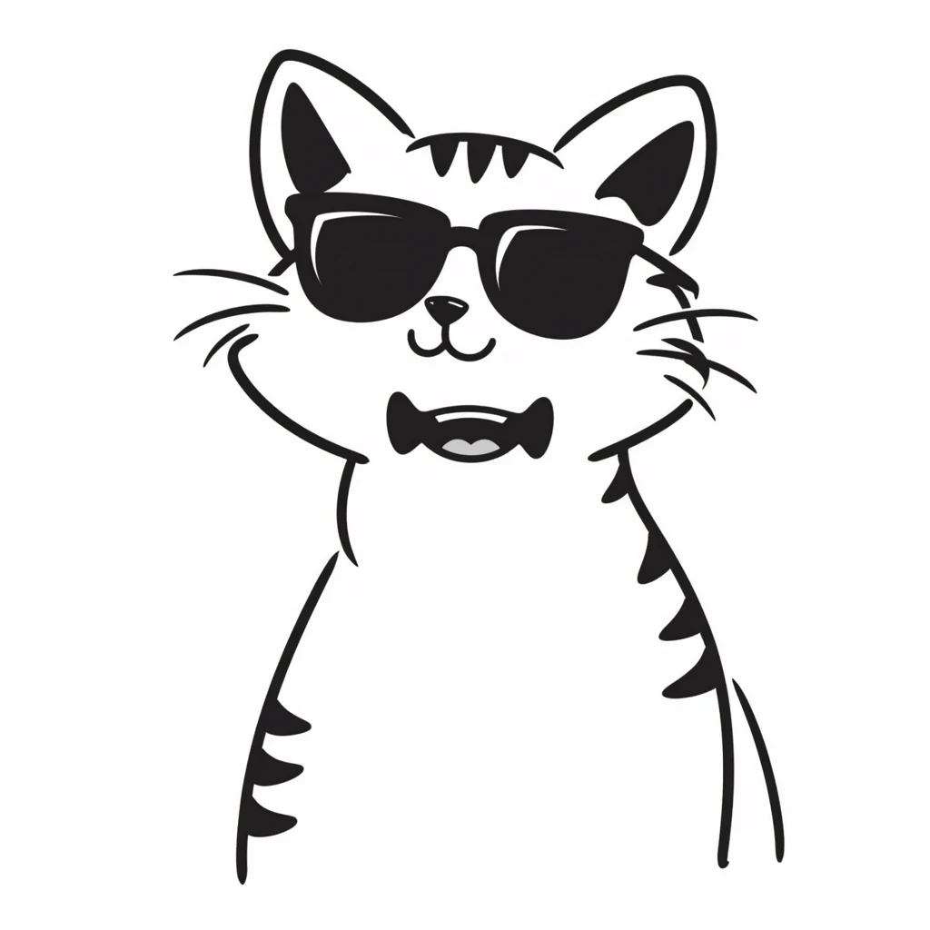 Cool cat wearing sunglasses, looking confident emoji