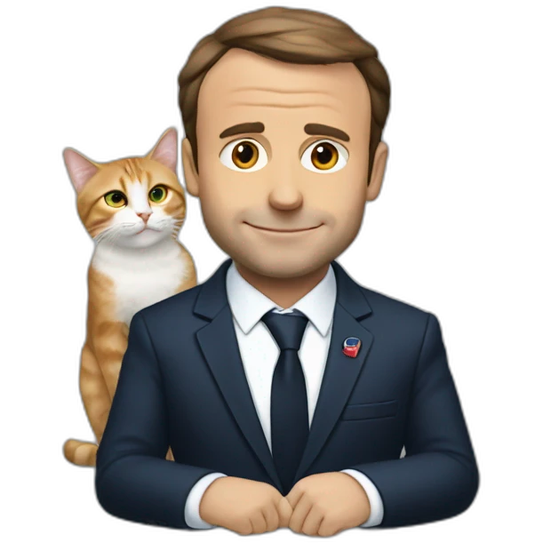 Macron avec un chat emoji