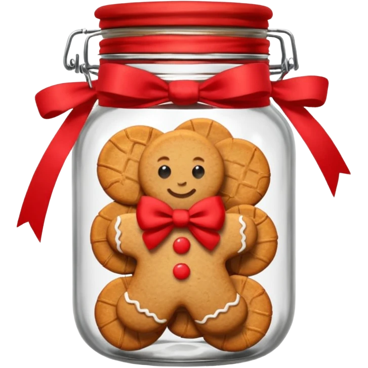 Ginger biscuits in a jar with a bow emoji