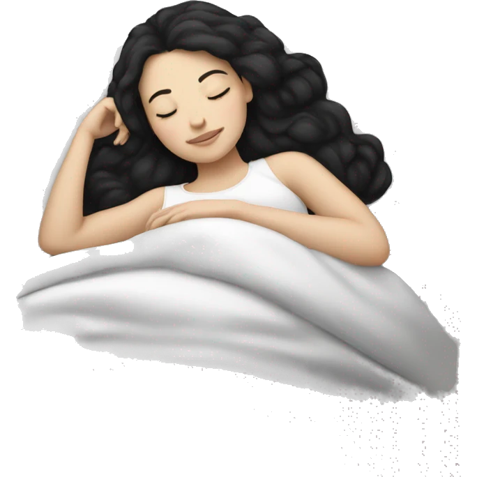 white girl with black hair sleeping emoji
