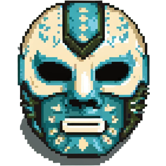 dark green, cream, and Carolina blue luchador mask emoji