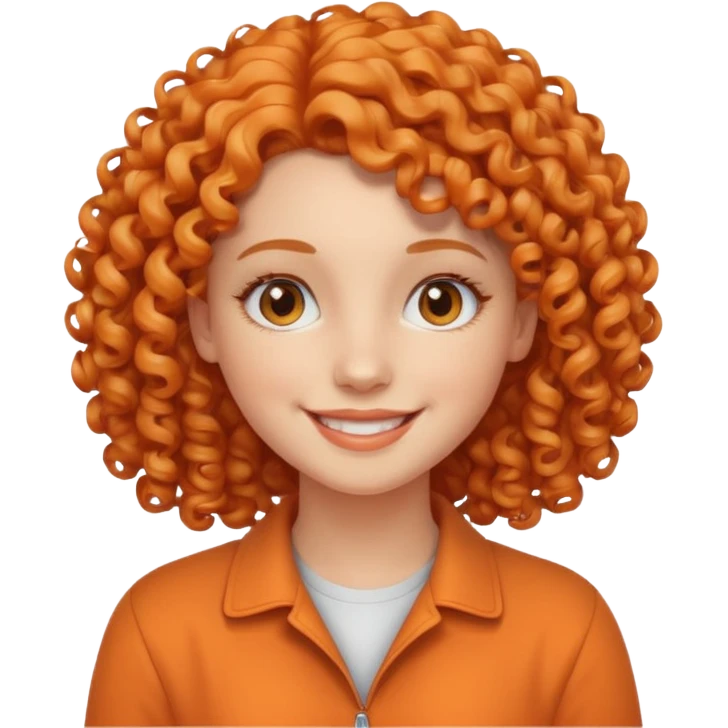 ahora hazme una mujer blanca joven con el pelo rizado y con color naranja claro  emoji
