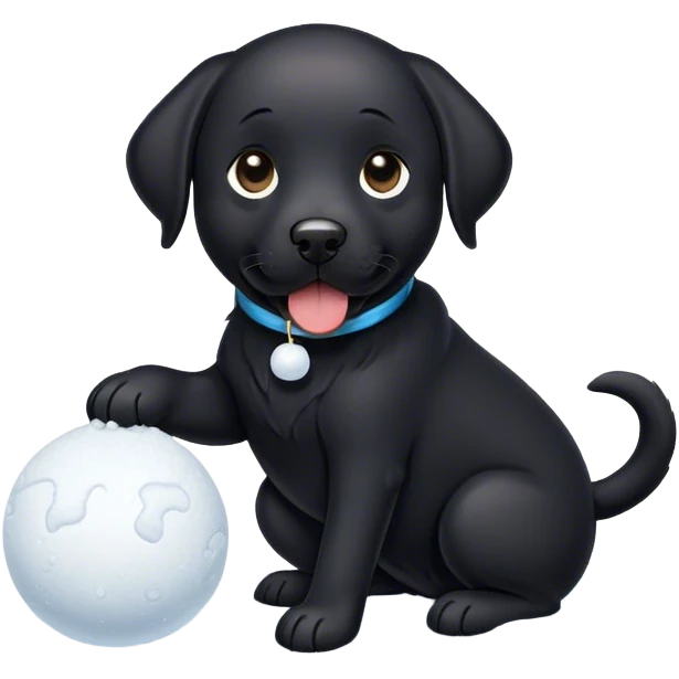 Black labrador snowball  emoji