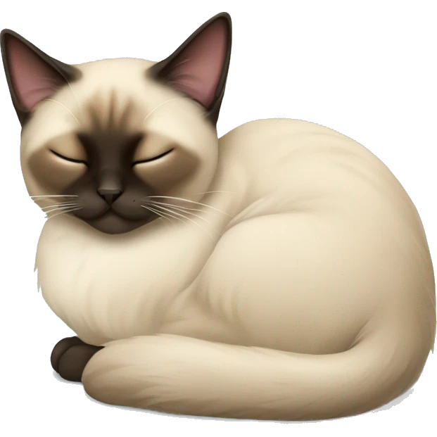 fluffy siamese cat curled up sleeping emoji