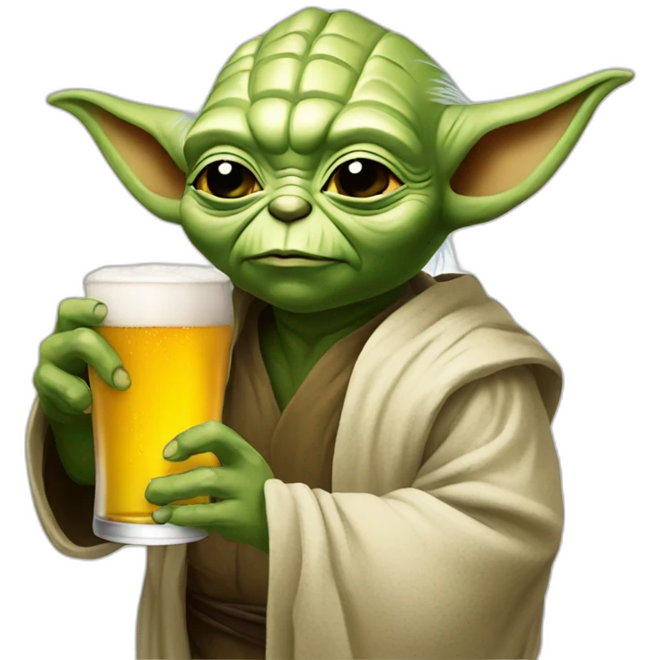 Yoda drinking beer emoji