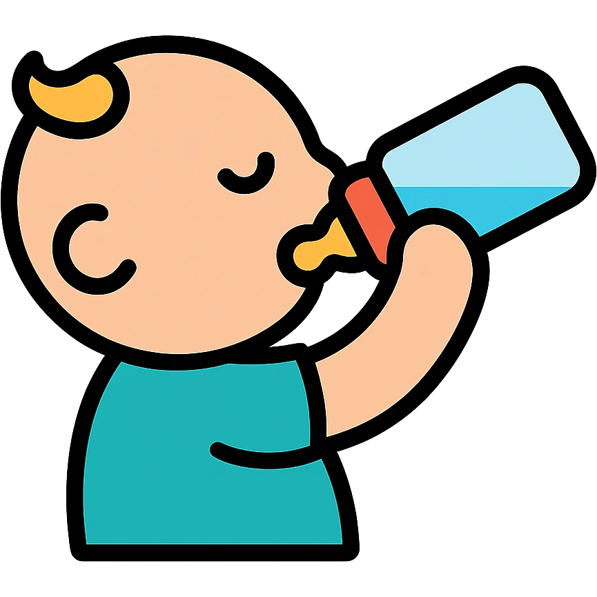 baby drinking from a bottle icon with color and black outlines emoji