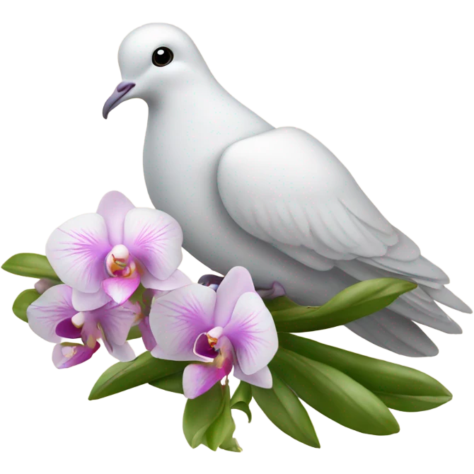 Dove with orchidee  emoji