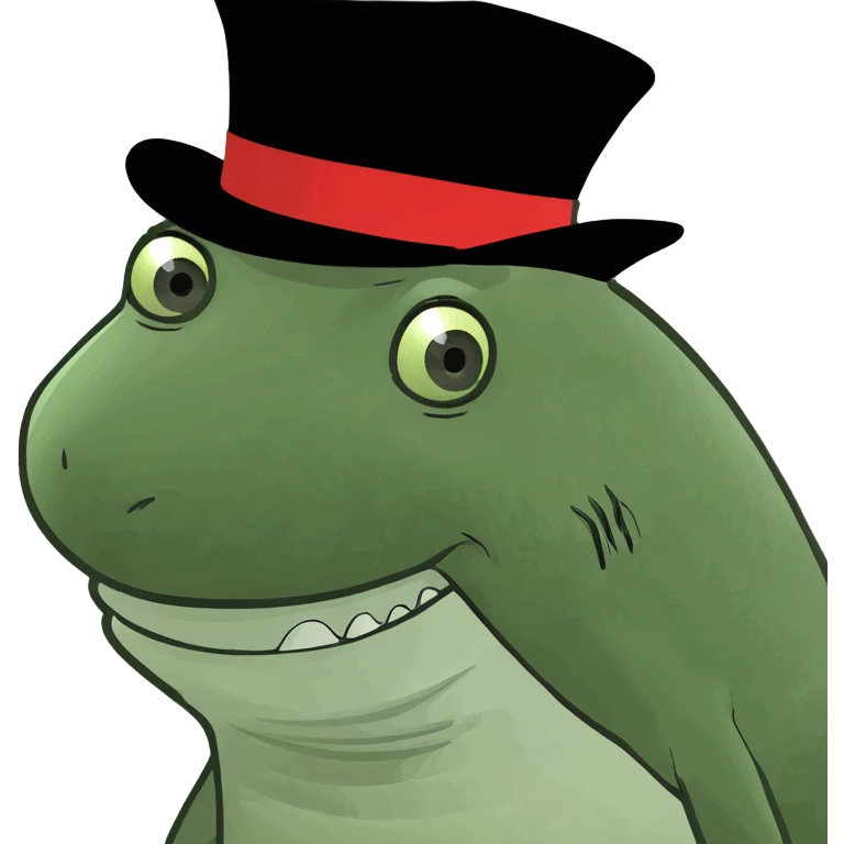 Shark with a top hat emoji