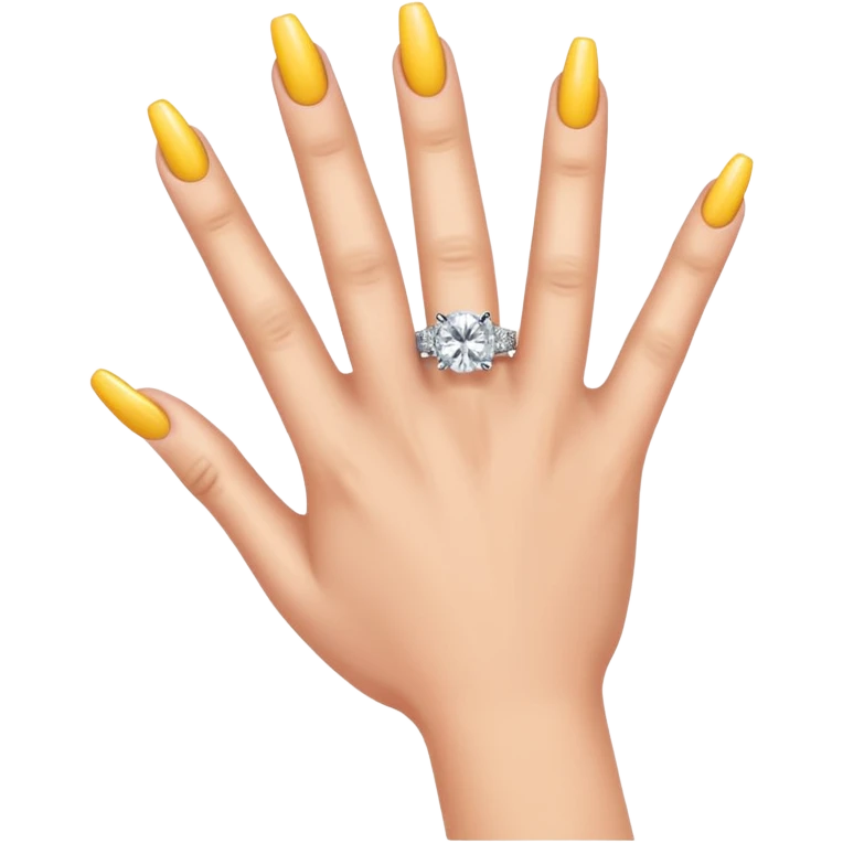 feminine hand with long nails and shiny engagement ring, emoji style emoji