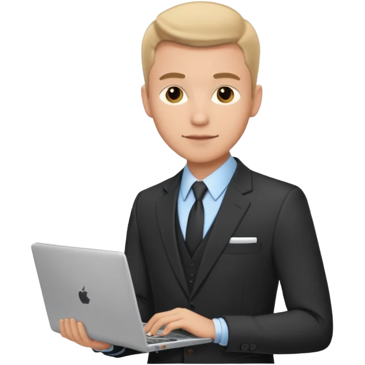 сделай мне мужчину бизнес аналитика котрый очен крутой в костюме и с компом  emoji