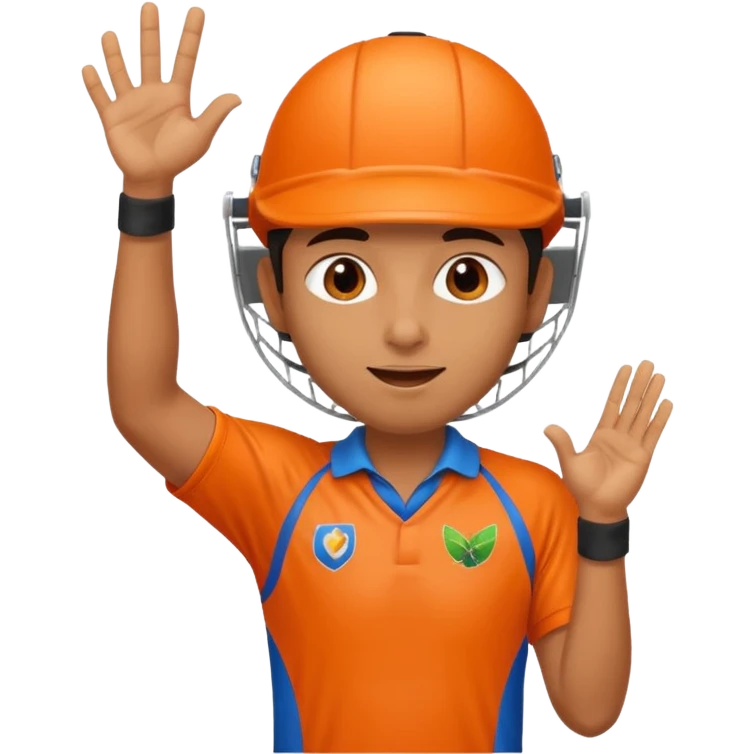 cricket player in orange kit sending a flying kiss, playful, energetic emoji