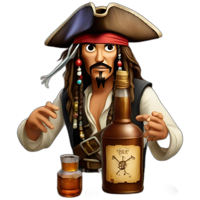 Jack sparrow staring at empty rum bottle emoji
