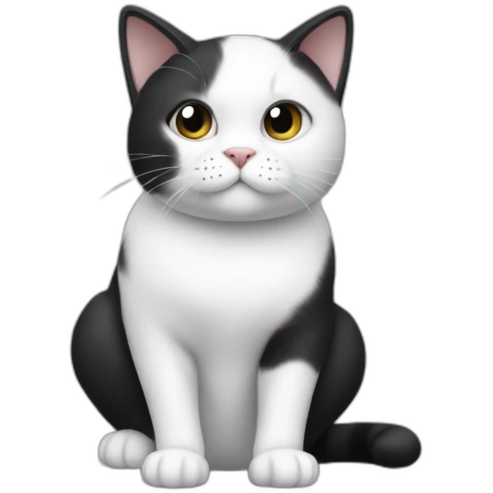 Black and white cat chonky emoji