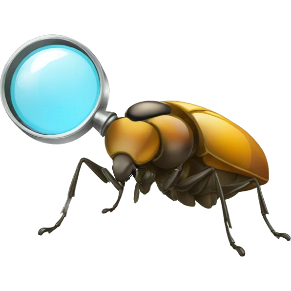  magnifying glass over a bug emoji