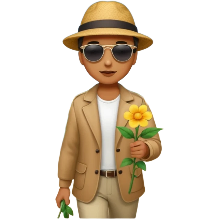 someone who's walking on a path and the person is reading a panel to learn about a flower. the person is redaing a panel which is on the ground emoji