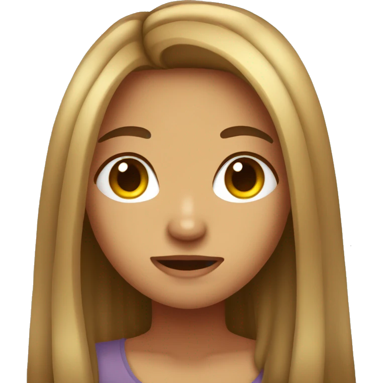 Tan girl cute with long hair and sick  emoji