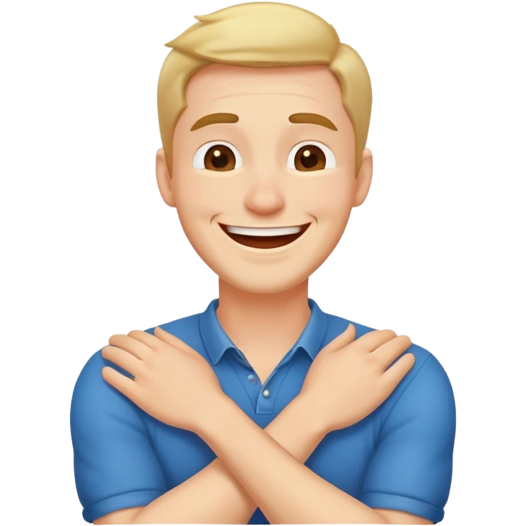 Arms crossed holding neck laughing guy emoji