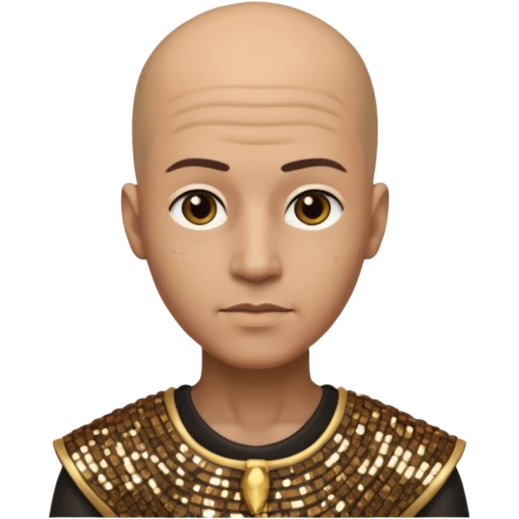 Imhotep from Universal Monsters with bald head, bronze sequin outfit  emoji