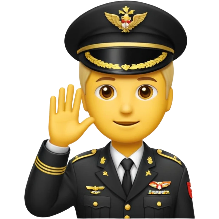 Eine salutierenden Emoji (Hautfarbe: gelb ) in Armee Klamotten männlich; salutierend mit der rechten Hand und auf der Höhe der Stirn emoji
