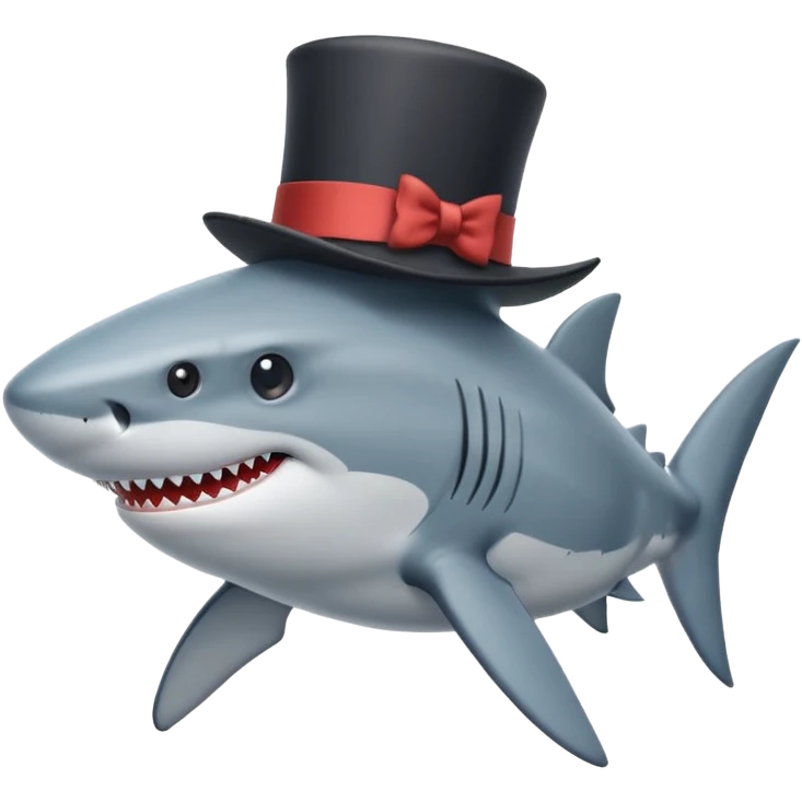 Shark with a top hat emoji