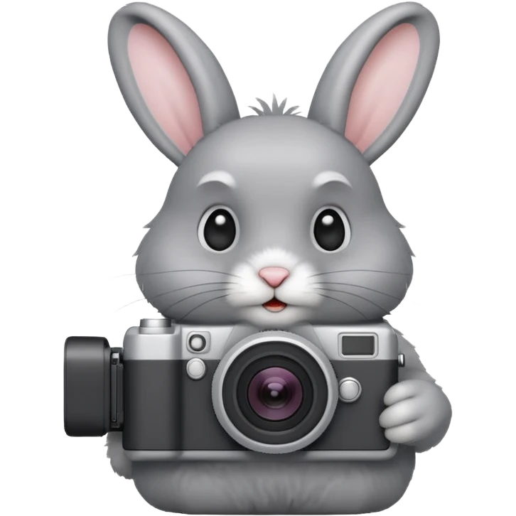 gray rabbit white camera emoji